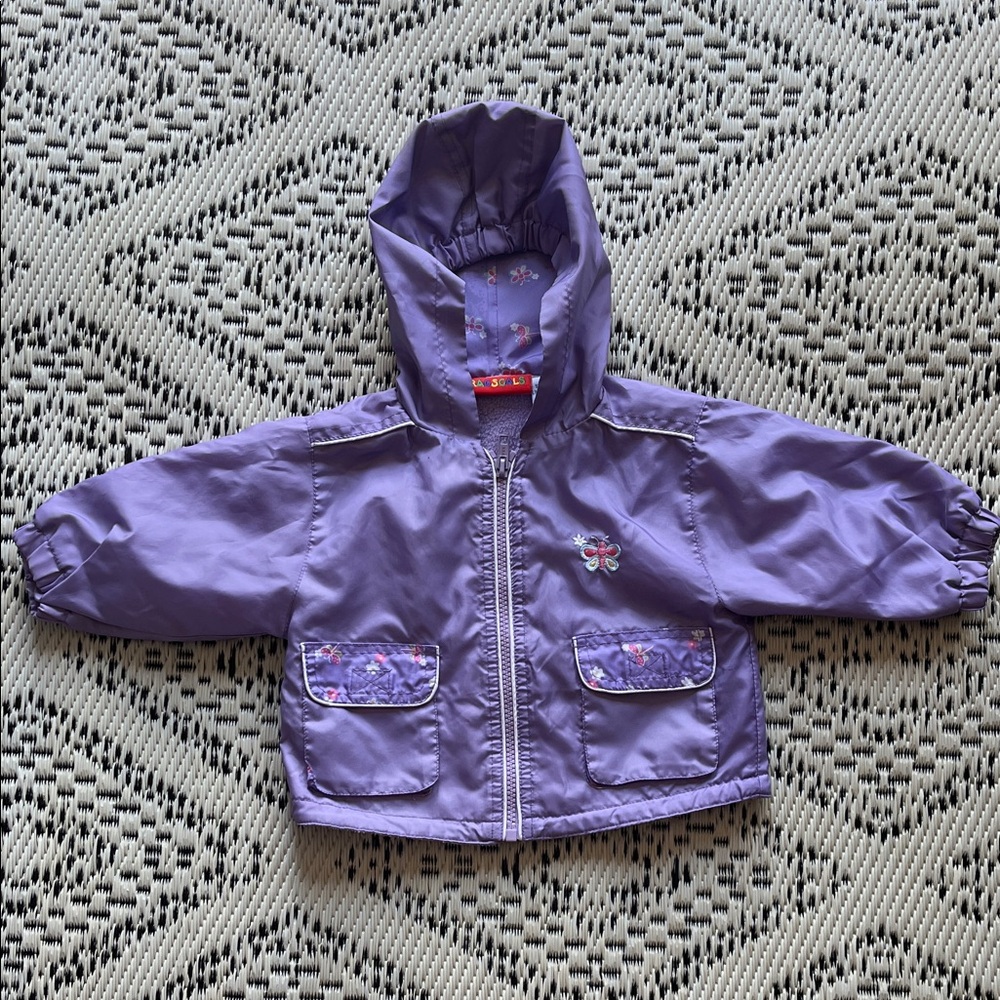 Lavender Hooded Jacket Purple Raincoat Butterfly with Pocket for 12 months